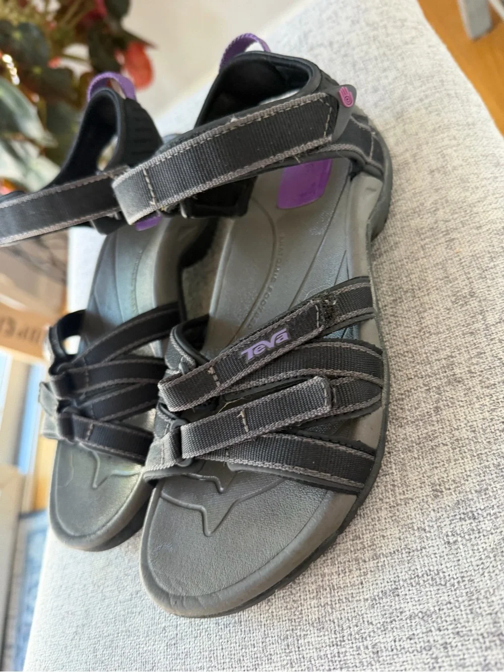 Teva Black Sandals with Purple Accents